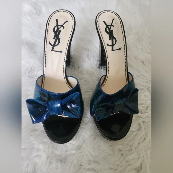 YSL Blue Bow Heels - Picture 1 of 9